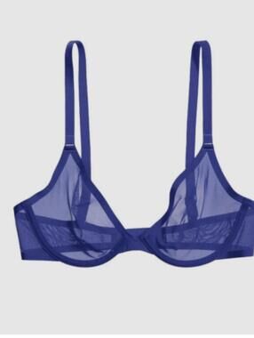 CUUP The Plunge Mesh bra in the color ultramarine